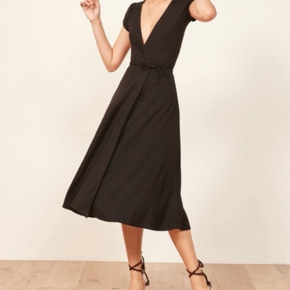 Reformation Black Midi Dress